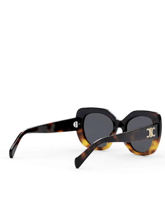 Celine Triomphe Women's Sunglasses with Brown Tartaruga Plastic Frame and Gray Lens cl40226u-56A