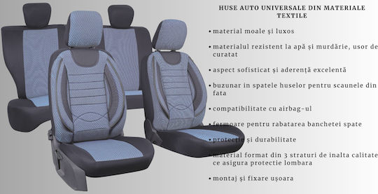 Smartic Set Spătare Auto 11buc Piele Gri