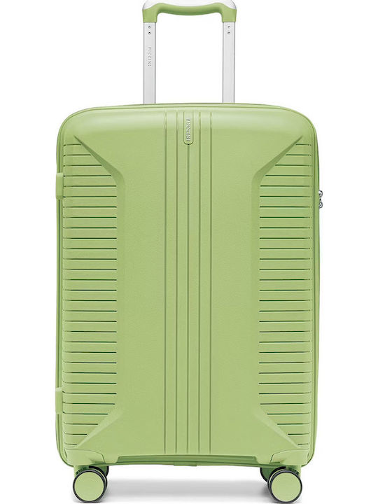 Puccini Berlin Μεσαία Βαλίτσα Ταξιδίου Σκληρή Light Green με 4 Ρόδες Ύψους 64εκ.