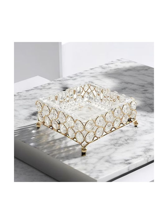 Modern Square 2 In 1 Ashtray Pufo Elegant Glass Metal Elegant Combination Indoor Outdoor Terrace Office