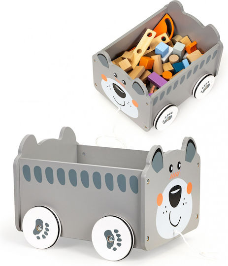 Smartic Cutie de Depozitare Jucării pentru Copii din Lemn Gri 30x22x22cm 1buc