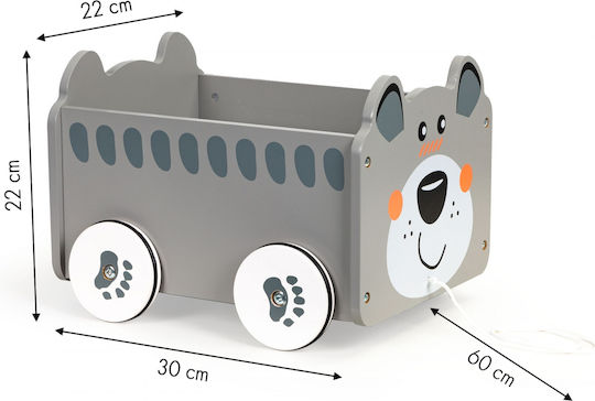 Smartic Cutie de Depozitare Jucării pentru Copii din Lemn Gri 30x22x22cm 1buc