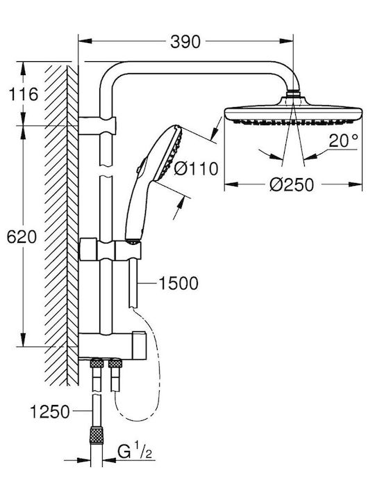 Grohe Στήλη Υδρομασάζ Ασημί
