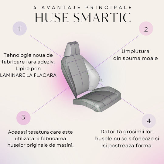 Smartic Σετ Πλατοκαθίσματα Αυτοκινήτου 11τμχ Μαύρο / Κόκκινο