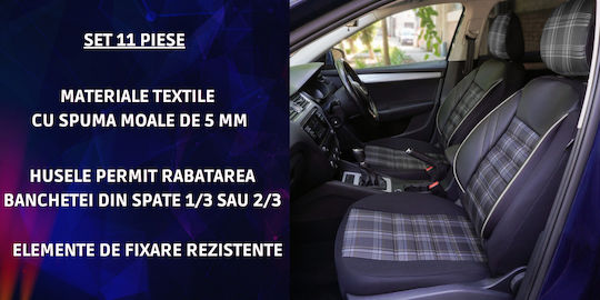 Smartic Set Autositzlehnen 11Stück Schwarz
