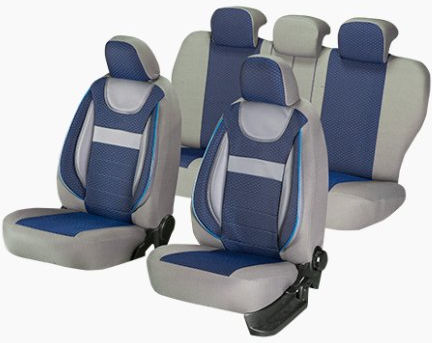 Universal Car Seat Covers Dynamic Edition Textile Material Eco Leather Inserts 11 Pieces Smartic Blue