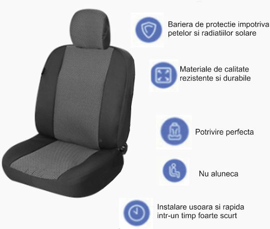 Car Seat Cover Set Dedicated Dacia Logan 2 2012 Textile Material Split Bench 11 Pieces Smartic Gray