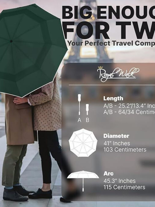 Royal Walk Windproof Automatic Umbrella Compact Green