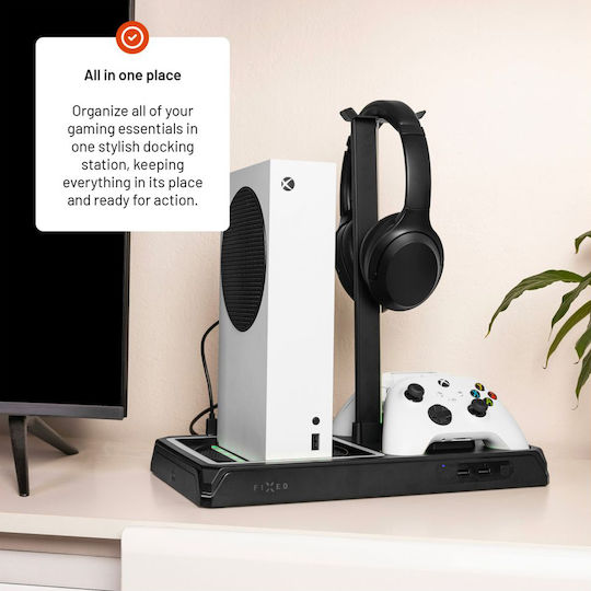 Fixed Console & Controller Stand for 2 Xbox Series X/S Controllers Black