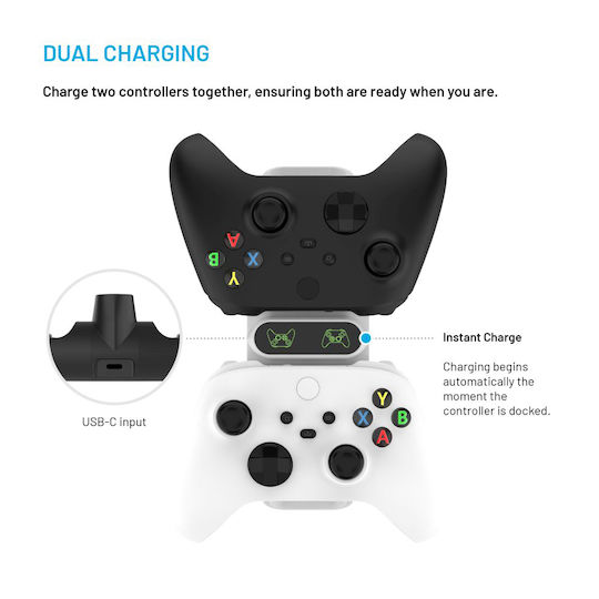 Fixed Stație de încărcare pentru 2 controllere Xbox Series X/S Alb