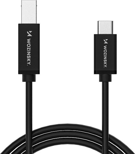 Wozinsky Regular USB 2.0 Cablu USB-C bărbătesc - USB-B Negru 2m