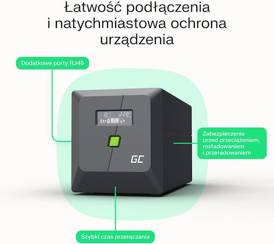 Green Cell UPSLM600 Unitate UPS Linie Interactivă 1000VA 600W