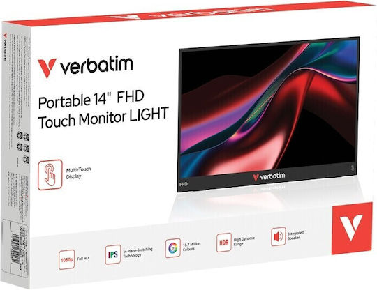 Verbatim Light 32400 IPS HDR Touch Portable Monitor 14" FHD 1920x1080 with Response Time 10ms GTG
