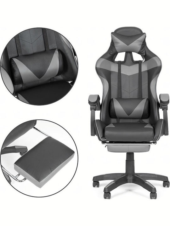 RC-K-1970 Καρέκλα Gaming Δερματίνης με Υποπόδιο Γκρι