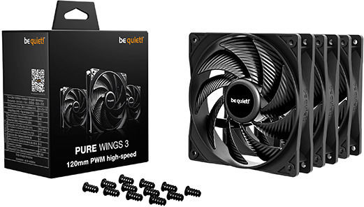 Be Quiet Pure Wings 3 HS Case Fan 120mm (2100rpm / 59.6cfm) Without LED Lighting and 4-Pin PWM Connection