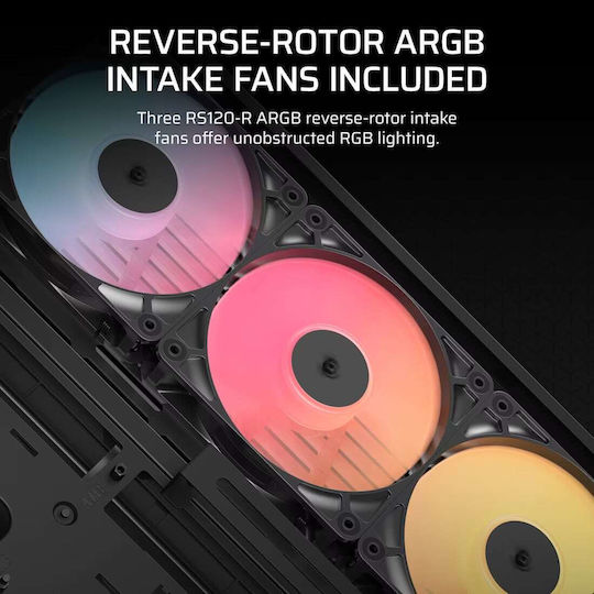 Corsair Frame 4500X RS-R ARGB Геймърско бюро Midi Tower Компютърна кутия със страничен прозорец Черен