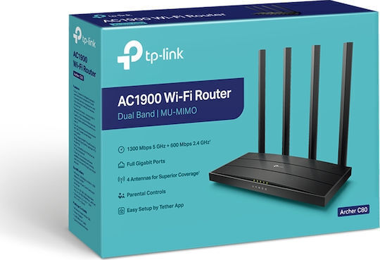 TP-LINK Archer C80 v2 Wireless Router Wi‑Fi 5 with 4 Gigabit Ports