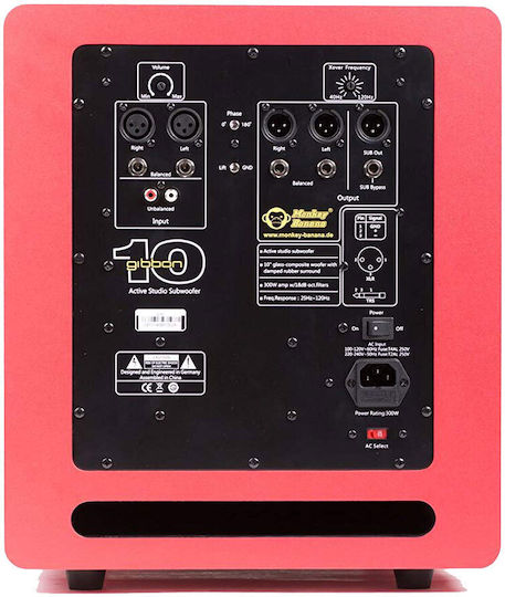 Monkey Banana Gibbon 10 Αυτοενισχυόμενο Subwoofer με Ηχείο 10" 300W Κόκκινο
