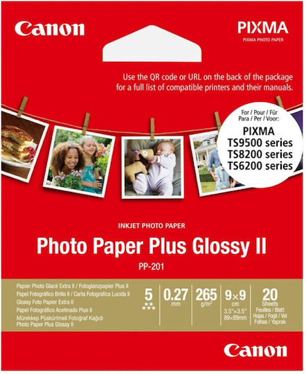 Canon PP-201 Hârtie Foto Hârtie Plus Glossy II 265gr/m² pentru Imprimante Jet de cerneală 20 de hârtie fotografică