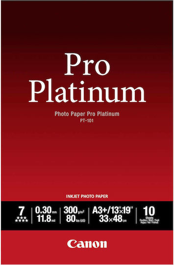Canon PT-101 Photo Paper Pro Platinum A3+ 300gr/m² for Printers Inkjet 10 Sheets