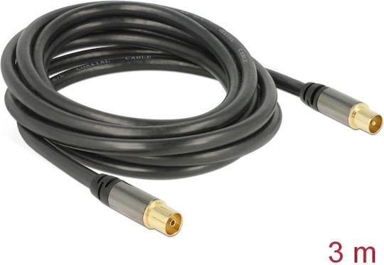 DeLock Καλώδιο Κεραίας Coax male - Coax female Μαύρο 5m (88925) 1τμχ