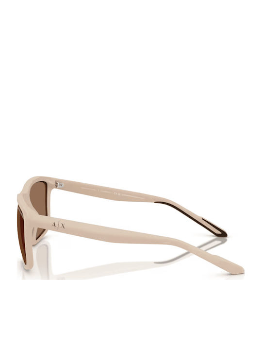 Armani Exchange Women's Sunglasses with Beige Plastic Frame and Brown Lens