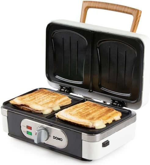 Domo Sandwichmaker Grill mit Abnehmbaren Keramikplatten 1100W Weiß