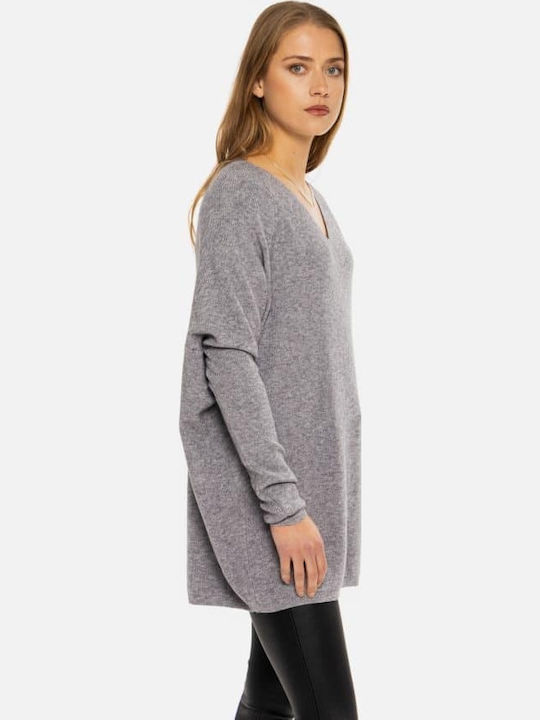 Damen Pullover mit V-Ausschnitt Gray