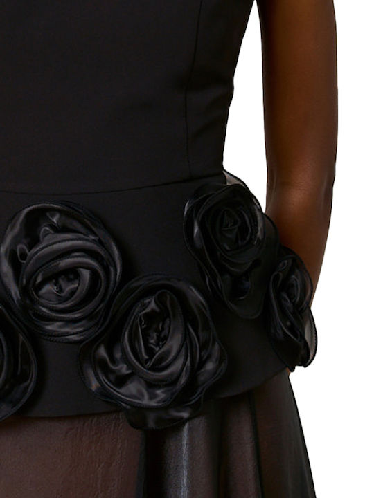 Women's Blouse Sleeveless with Zipper Floral Black