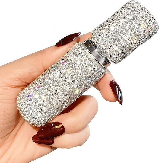 Nachfüllbare Parfümflasche Zola 10 Ml Metallisch 10,5 X 2,7 Cm Silber Kristalle Make-up Zubehör
