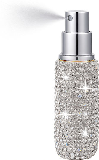 Nachfüllbare Parfümflasche Zola 10 Ml Metallisch 10,5 X 2,7 Cm Silber Kristalle Make-up Zubehör