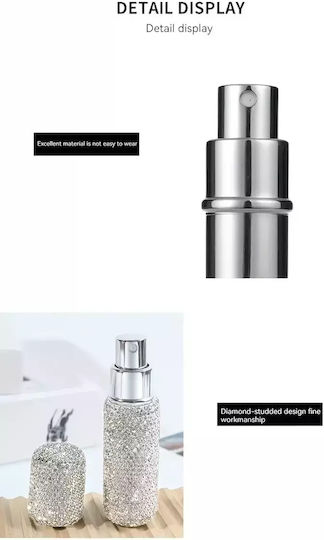 Nachfüllbare Parfümflasche Zola 10 Ml Metallisch 10,5 X 2,7 Cm Silber Kristalle Make-up Zubehör