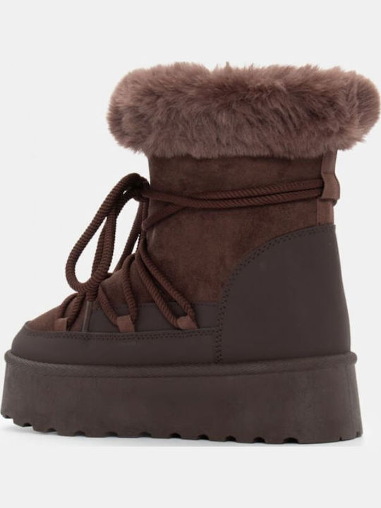 Stiefeletten Damen mit Pelz Braun