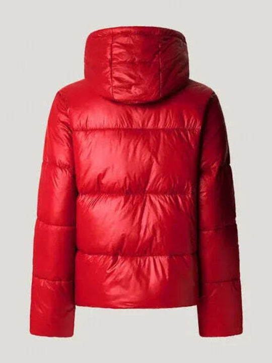 Kurz Damen Puffer Jacke Wasserdicht für Winter Rot