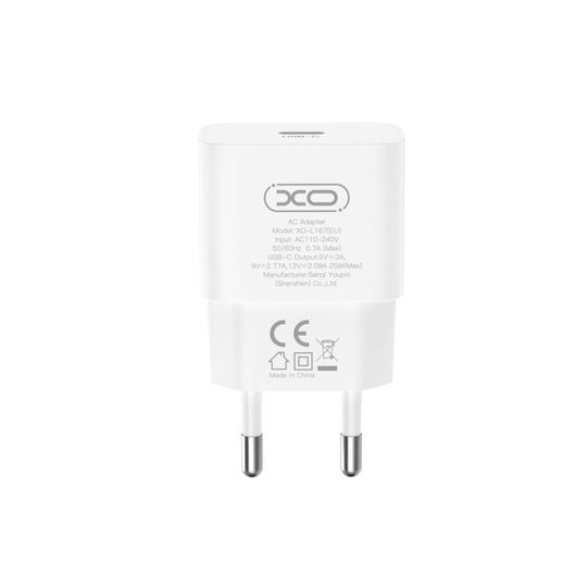 XO Charger Without Cable with USB-C Port 20W Power Delivery Whites (L167)