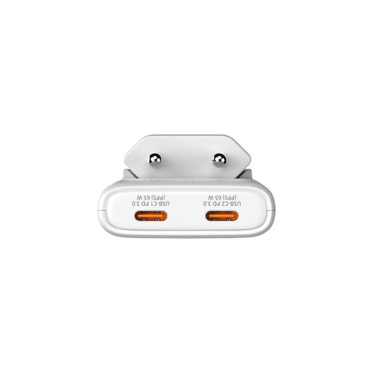 Verbatim GaN Wireless Charger with 2 USB-C Output Ports 65W Power Delivery White (Fold 'n' Go)