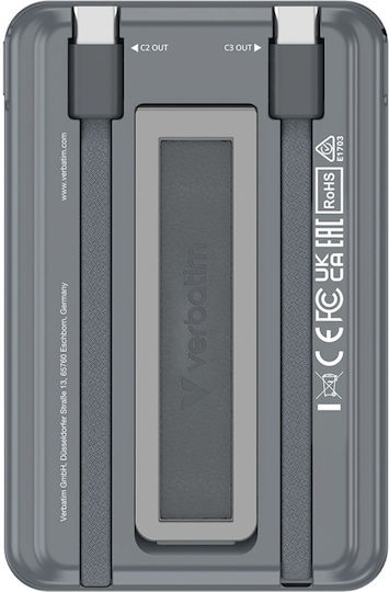 Verbatim Charge'n'Go 2C MagSafe Power Bank 5000mAh Γκρι