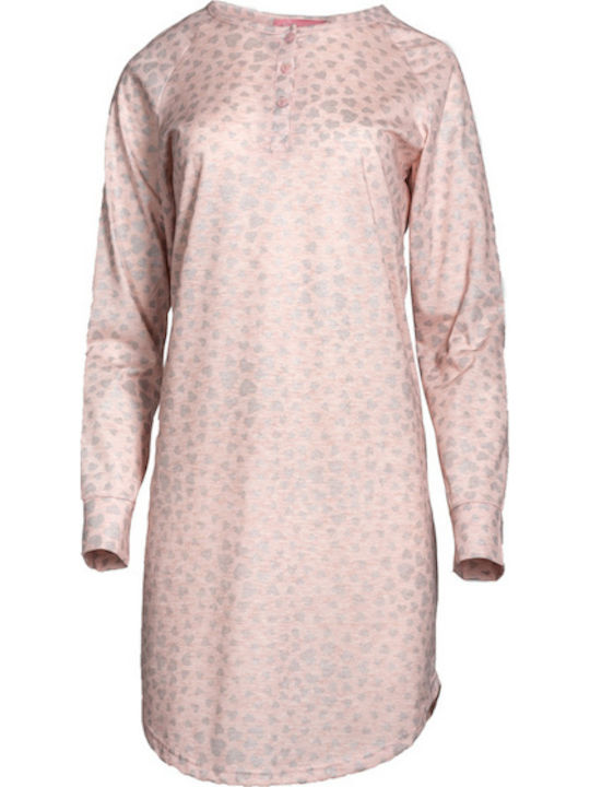 Pink Label Winter Cotton Women's Nightgown Silver