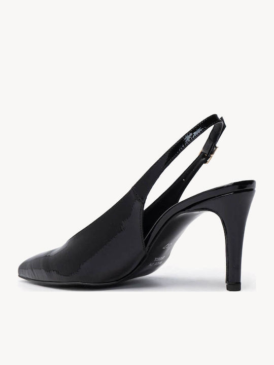 Black Patent Leather Heels Slingback Leather Insole
