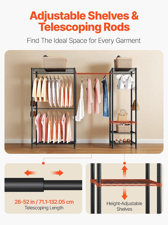 Vevor Floor Garment Rack made of Metal Black