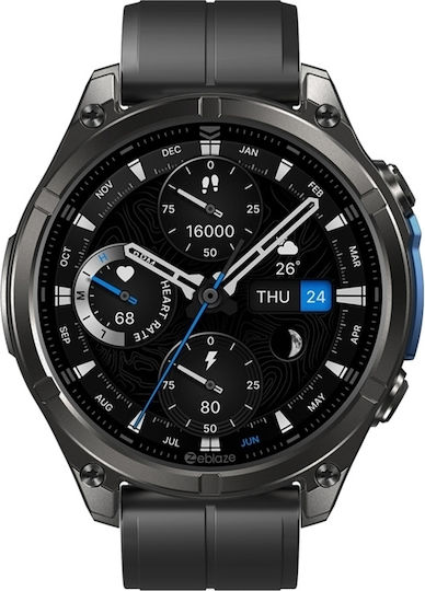 Zeblaze Vibe 8 Stainless Steel 49mm Αδιάβροχο Smartwatch με Παλμογράφο (Μαύρο)