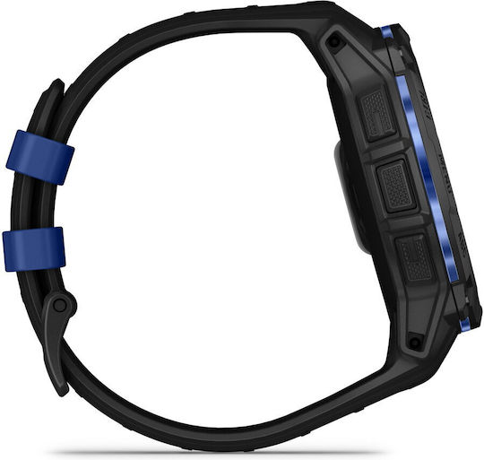 Garmin Instinct 3 AMOLED Aluminium 50mm Waterproof Smartwatch with Heart Rate Monitor (Black/Bolt Blue Band)