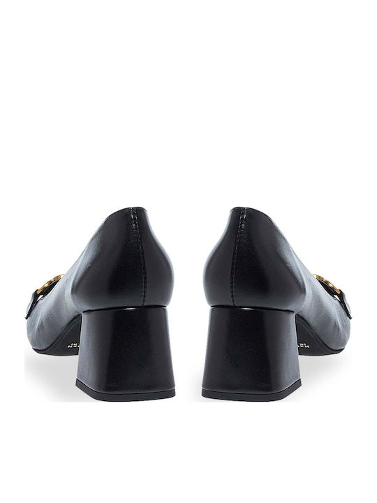 Leather Pointed Toe Black Heels