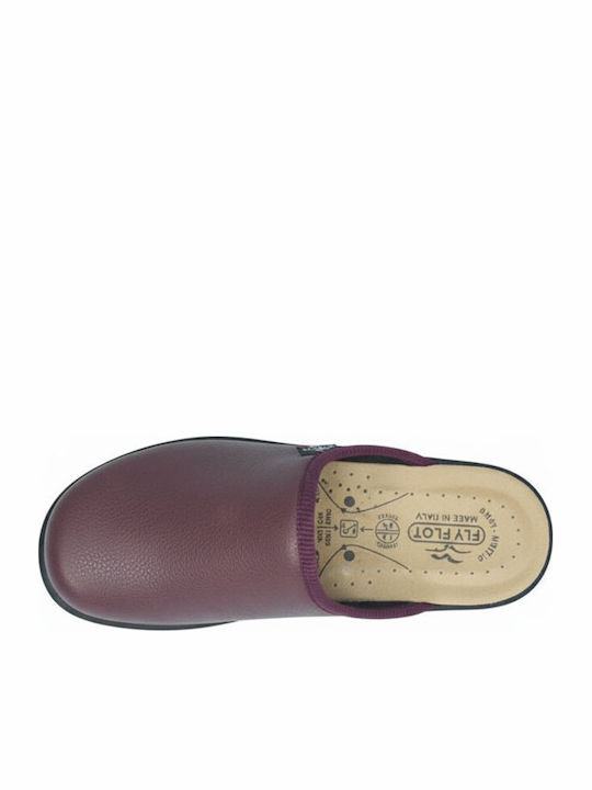 Lederne Winter Damen Hausschuhe Burgundisch