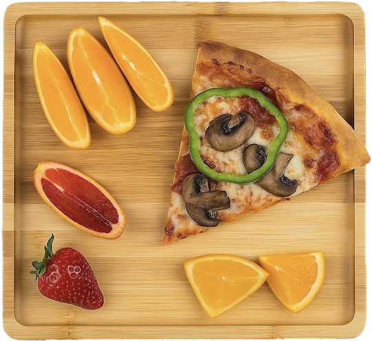 Bamboo Wood Serving Platter Food Appetizers Sweets Pizza 32 Cm Brown