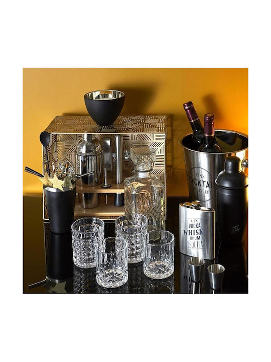 Glass Whiskey Decanter 9cm with Stopper & Glasses 930ml