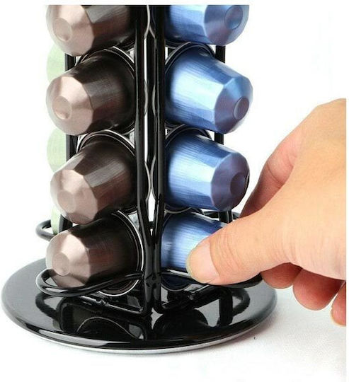 Rotating Metal Capsule Storage Stand Nespresso 40 Capsules 11x5.5x39.5 Cm Aria Trade