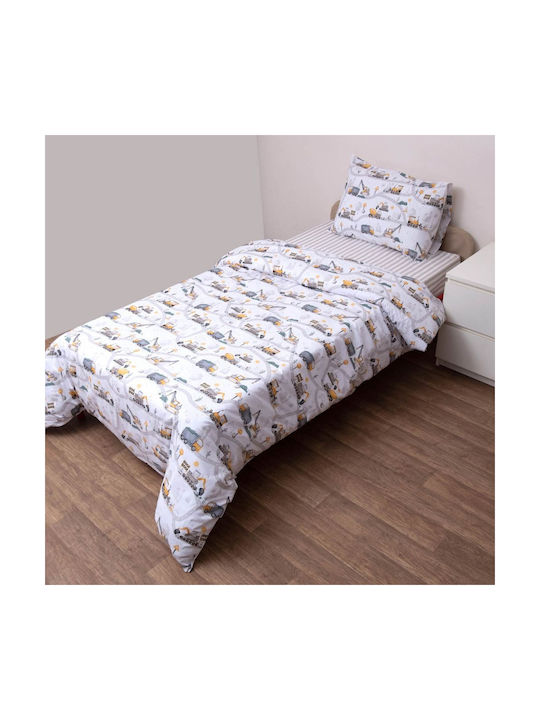Viopros Set Baby Duvet Cover with Pillowcase Trak White 120x160cm