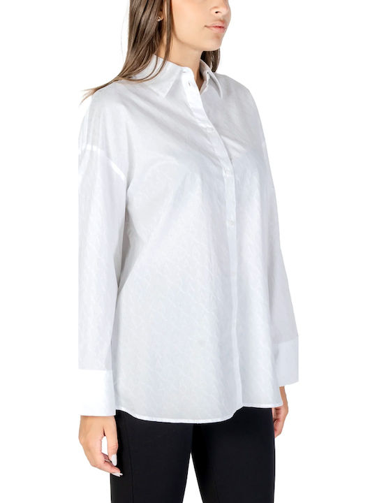 Langärmelig Damen Hemd White