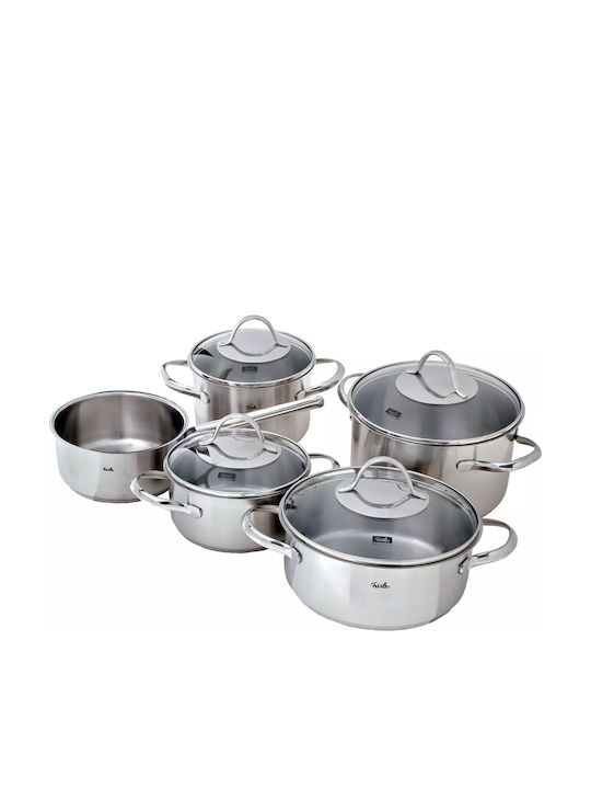 Fissler Paris Line Pots Set of Stainless Steel with No Coating Silver 5pcs